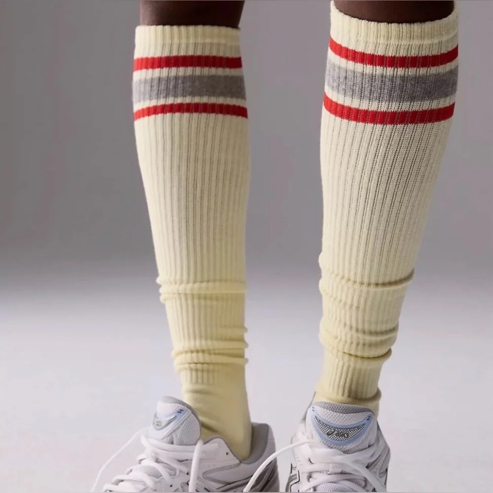 NWT Free People FP Movement Knee High Logo Socks Cream